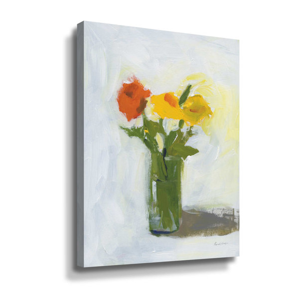 Winston Porter Orange And Yellow Floral On Canvas Painting Wayfair